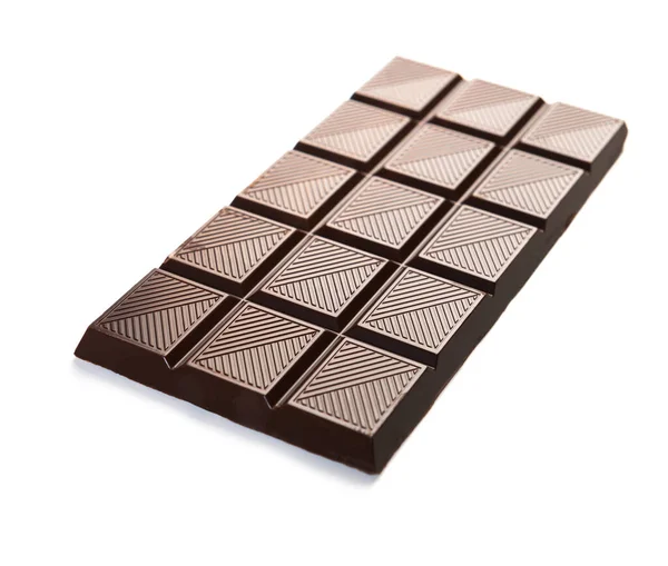 Barra Chocolate Escuro Isolado Fundo Branco — Fotografia de Stock