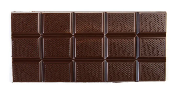 Barra Chocolate Escuro Isolado Fundo Branco Cima Vie — Fotografia de Stock