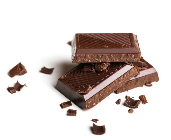Кудряшки Кусочки Вкусного Шоколада Белом Столе — стоковое фото