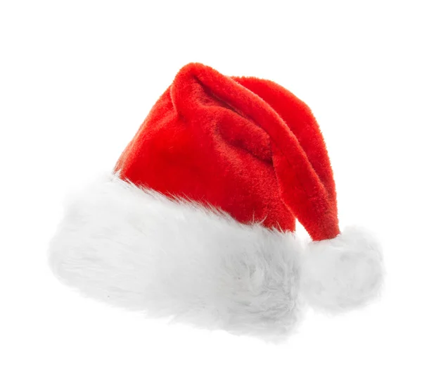 Sombrero Rojo Santa Claus Aislado Sobre Fondo Blanco — Foto de Stock