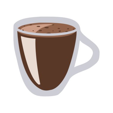 Büyük şeffaf bardakta sıcak kakao. Vektör İllüstrasyonu. Düz Biçim