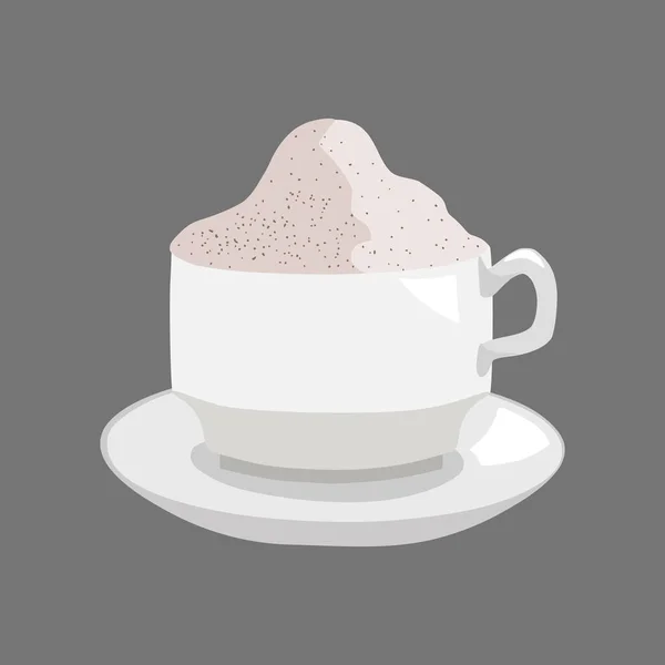 Capuchino Con Una Gran Espuma Leche Canela Ilustración Vectorial Estilo — Archivo Imágenes Vectoriales