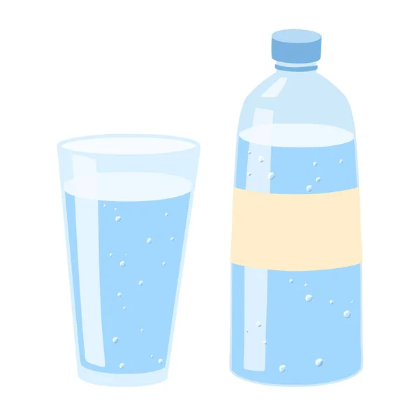 Glass Water Bottle Vector Illustration Flat Style — Stock Vector