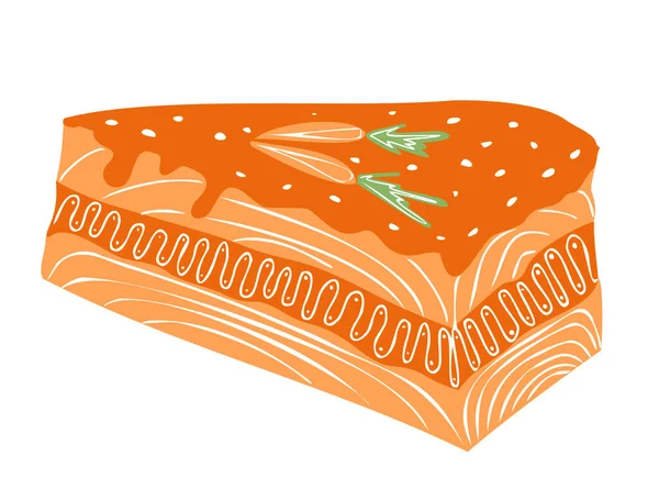 Ein Stück Karottenkuchen Vektorillustration — Stockvektor