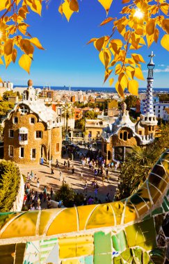 Barselona, İspanya 'da Park Guell. 