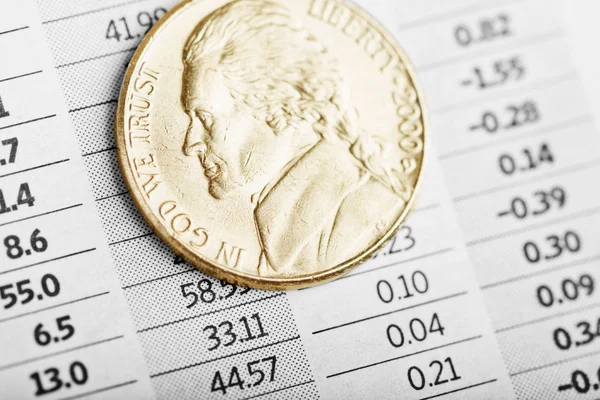 American coin on fluctuating graph. — Stock Photo, Image