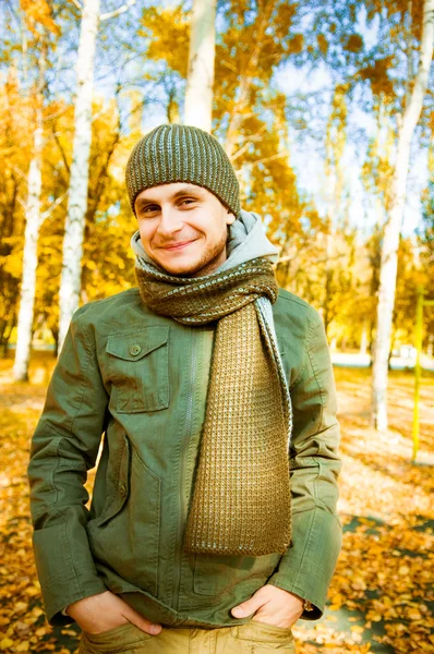 Young man  on a street forest. — Stock Photo, Image