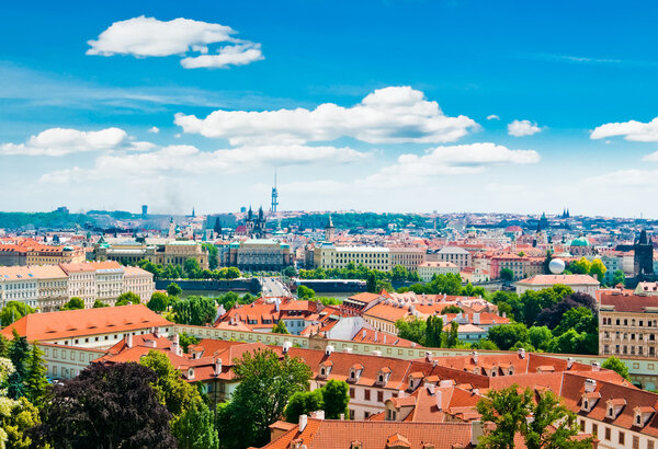 View of Prague city from hill
