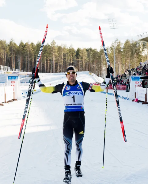 Martin Fourcade efter målgång — Stockfoto