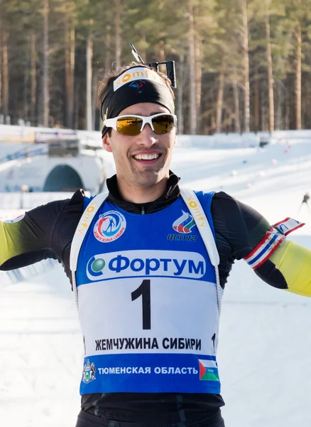 Martin Fourcade nach Zieldurchlauf — Stockfoto