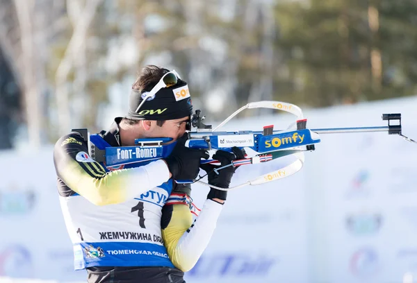 Martin Fourcade na linha de tiro — Fotografia de Stock