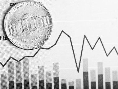 Beş kuruş para grafik üzerinde