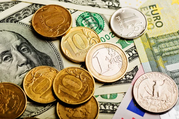 Rubles, dollars, and euro — Stock Photo, Image