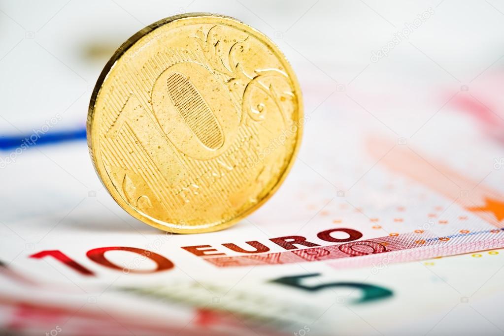 Ruble coin on euro