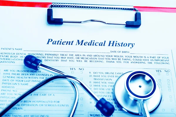 Medical history with stethoscope — Stock Photo, Image