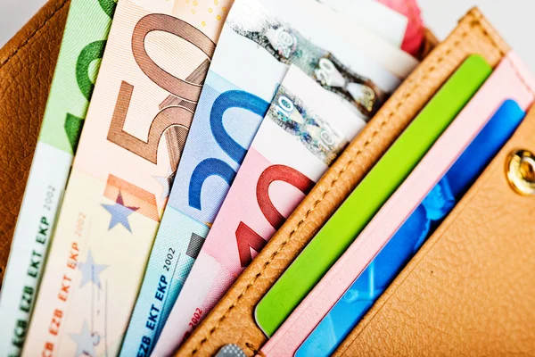 Euro money in wallet — Stock Photo, Image