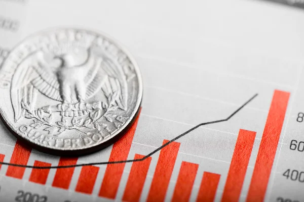 American coin on  graph — Stock Photo, Image