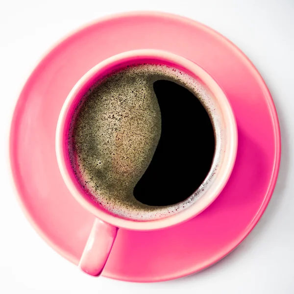 Coffee in pink cup — Stock Photo, Image