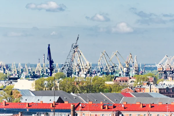 Saint Petersburg with port cranes — Stock Photo, Image