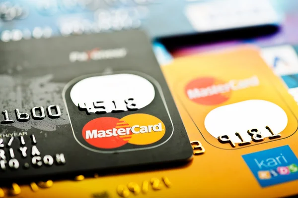 Pilha de cartões de crédito MasterCard — Fotografia de Stock