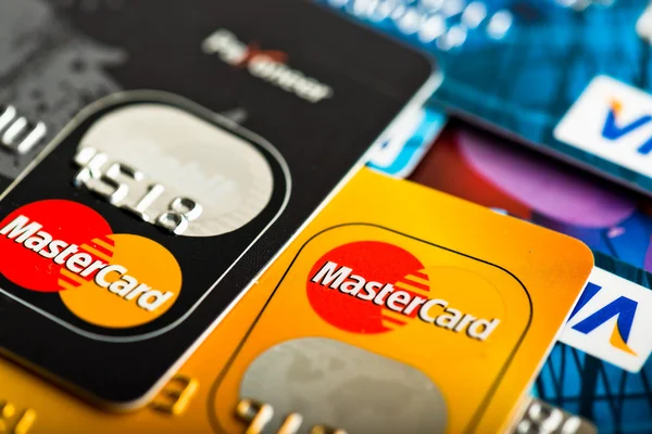 Visa ve Mastercard kartları — Stok fotoğraf