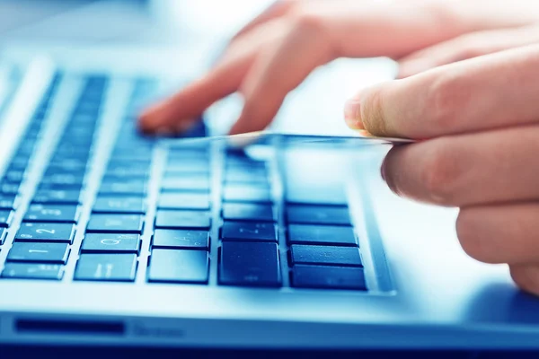 Typing hands on keyboard — Stock Photo, Image