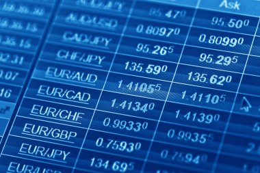Monitörde finansal veriler