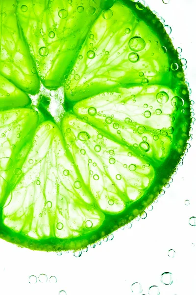 Lime slice with bubbles — Stock Photo, Image
