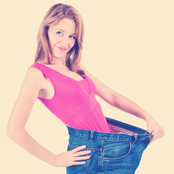 Slim woman makes good diet — Stock Photo, Image