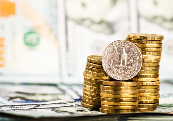 Coin in the dollar quarter — Stock Photo, Image