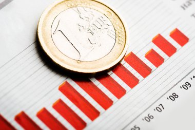 bir euro para dalgalanan grafik üzerinde.