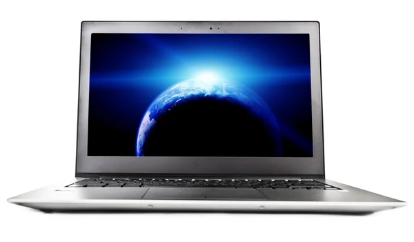 Laptop with planet on screen — Stock Photo, Image