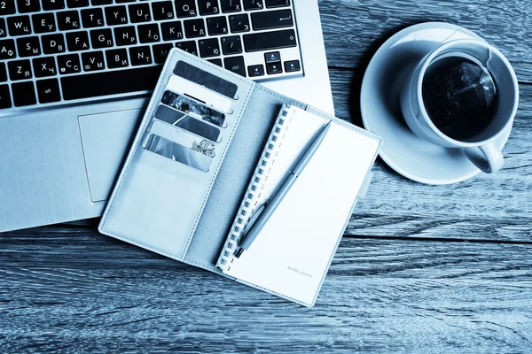 Office desk with laptop computer — Stock Photo, Image