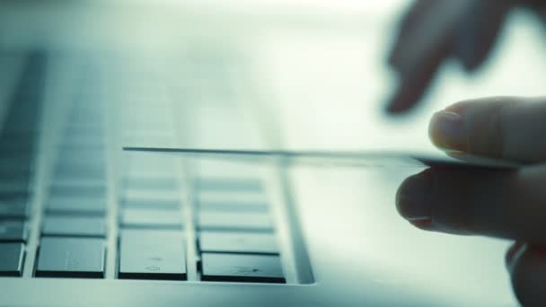 Woman using computer for online purchase — Stockvideo