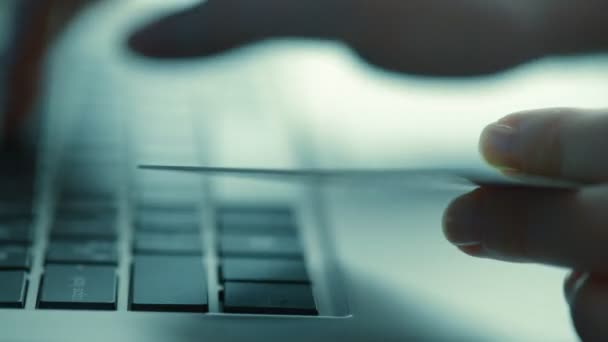 Woman using computer for online purchase — Stockvideo