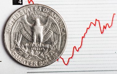 dalgalanan grafik üzerinde Amerikan madeni para