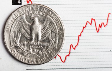 American coin on fluctuating graph clipart