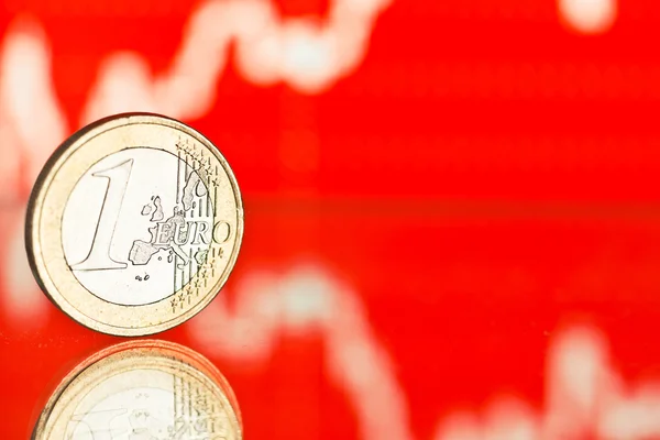 One euro coin and graph — Stock Photo, Image