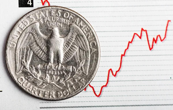 Moneda americana en gráfico fluctuante — Foto de Stock