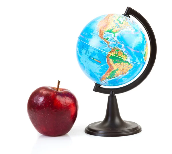 Red apple and globe — Stock Photo, Image