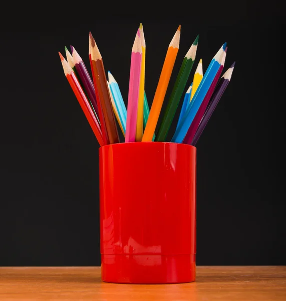Colour pencils in jar — Stock Photo, Image