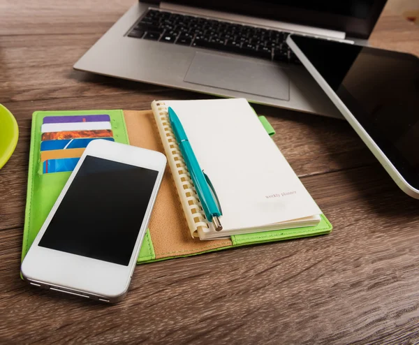 Office desk with laptop computer — Stock Photo, Image