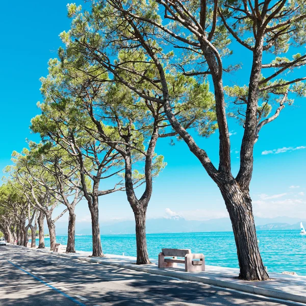 ถนนคนเดินบนฝั่งทะเลสาบ Garda — ภาพถ่ายสต็อก
