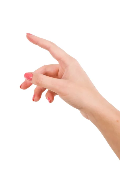 Γυναικείο χέρι αγγίζει ή οδηγεί σε κάτι — Φωτογραφία Αρχείου
