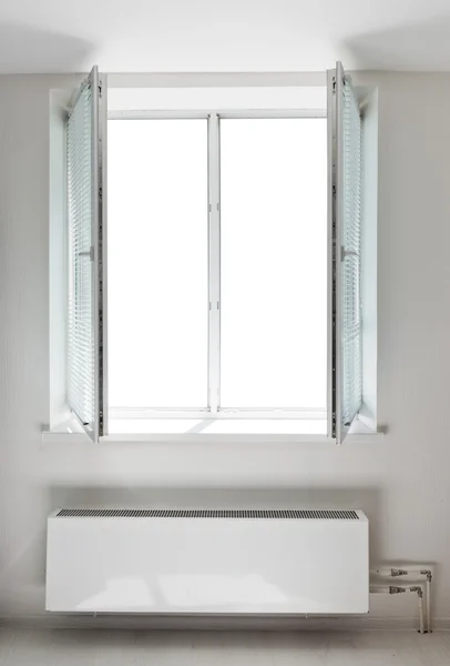 Plastic open double door window — Stock Photo, Image