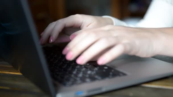 Manos femeninas escribiendo en el teclado — Vídeos de Stock