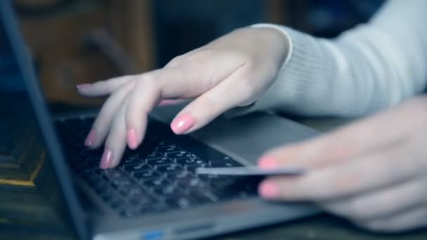 Manos femeninas escribiendo en el teclado — Vídeos de Stock