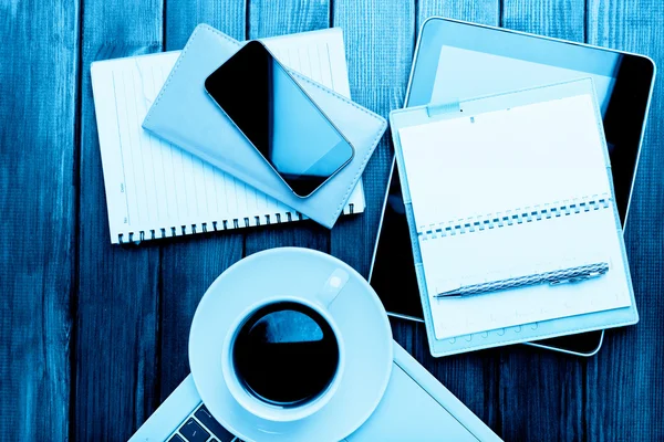 Office desk with laptop computer — Stock Photo, Image