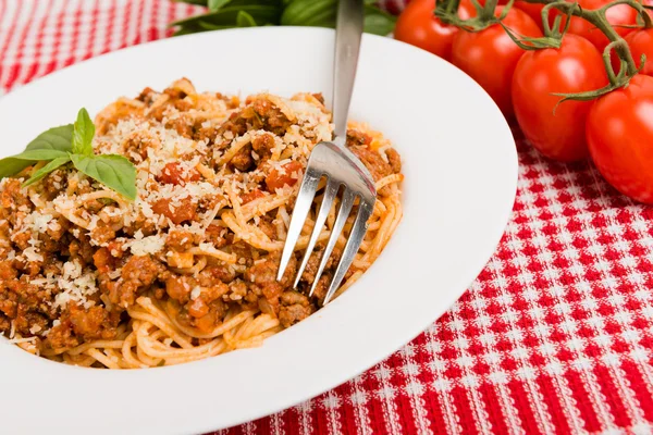 Pasta con carne y verduras — Foto de Stock