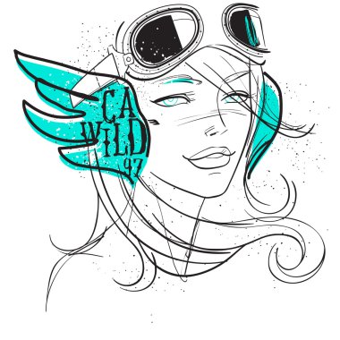 Pilot gözlük ile kız